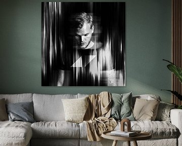 Avicii Tim Bergling Abstraktes Porträt Schwarz Weiß von Art By Dominic