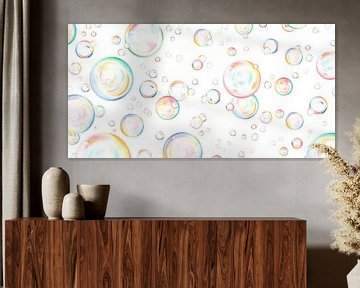 Zwevende zeepbellen in potlood en pastel van Sorcia Gelauff-Madge