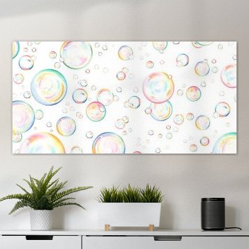 Schwebende Seifenblasen in Bleistift und Pastell von Sorcia Gelauff-Madge