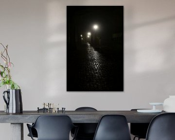 Dark path in the evening fog by Marlies Reimering
