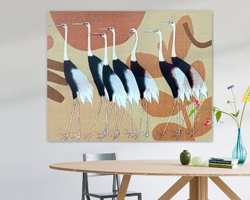 7 japanse rode kraanvogels wandelen in de natuur van Art for you made by me