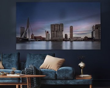 Skyline van Rotterdam bij zonsondergang van Michael Fousert
