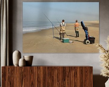 Fishermen on the beach by Pim van der Horst
