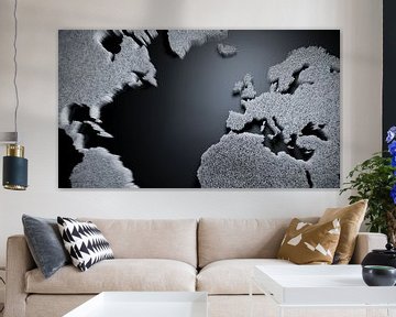 Wereldkaart met potlood op zwarte achtergrond van Jonas Weinitschke