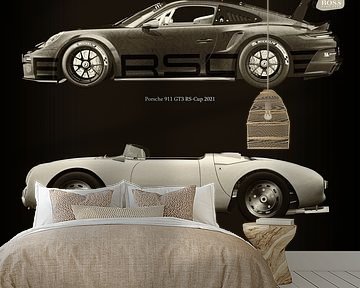 Porsche 911 GT-3 RS 2021 versus Porsche 550  Spyder by Jan Keteleer