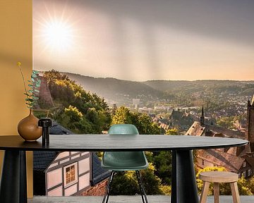 View over Marburg, the Schlossberg into the sunrise by Fotos by Jan Wehnert