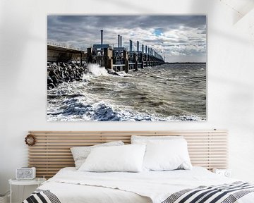 Storm at the Eastern Scheldt storm surge barrier by Jan Poppe