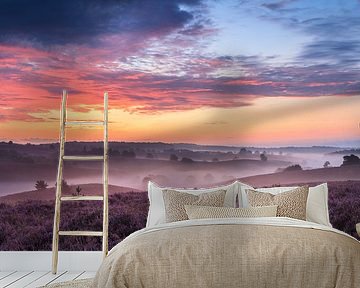 Spectacular sunrise from the Zijpenberg with a view on the Posbank by Dave Zuuring