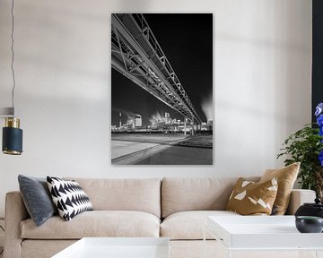 Pipeline bridge with petrochemical factory at night, Antwerp by Tony Vingerhoets