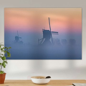 Windmills in the fog