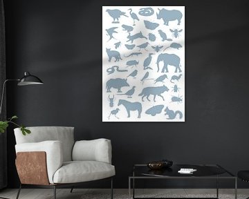 Collage van dieren-, vogels- en insectensilhouetten van Jasper de Ruiter