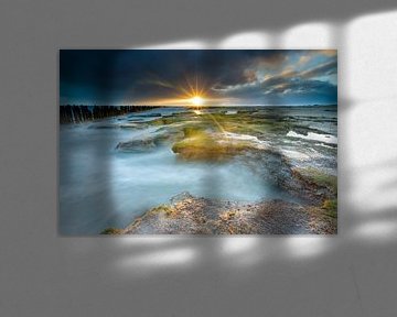 Lever de soleil à Moddergat à marée haute sur Anja Brouwer Fotografie