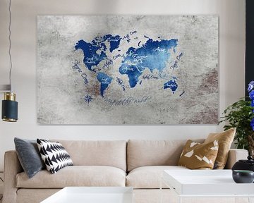 Weltkarte blau grau #Karte #Weltkarte
