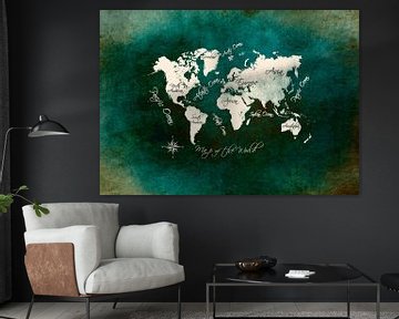 Wereldkaart groen wit #kaart #wereldkaart van JBJart Justyna Jaszke