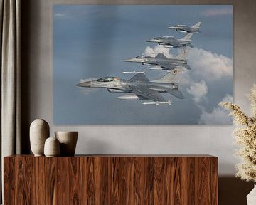 4 F-16's van de Thunder Tigers van 31 Sqn. van Jaap van den Berg