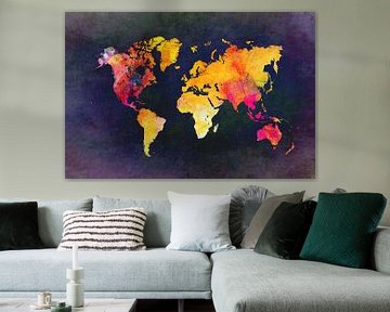 wereldkaart paars geel roze #kaart #wereldkaart