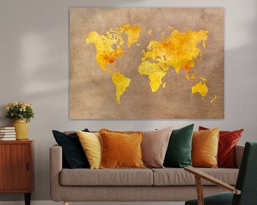 Weltkarte gelb orange #Karte #Weltkarte