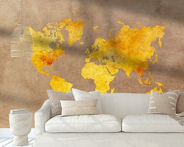 world map yellow orange #map #worldmap by JBJart Justyna Jaszke