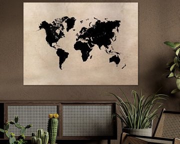 wereldkaart zwart beige #kaart #wereldkaart van JBJart Justyna Jaszke