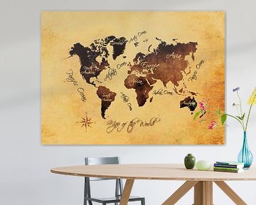 Weltkarte braun orange #Karte #Weltkarte von JBJart Justyna Jaszke