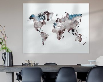 Weltkarte weiß grau blau #Karte #Weltkarte von JBJart Justyna Jaszke