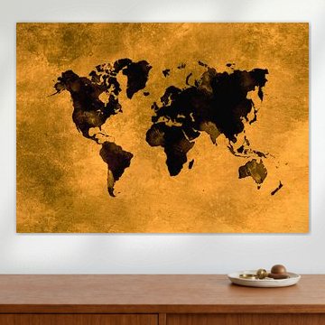 Weltkarte schwarz orange #Karte #Weltkarte