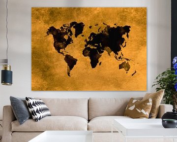 wereldkaart zwart oranje #kaart #wereldkaart van JBJart Justyna Jaszke