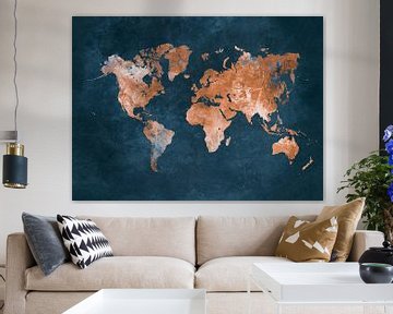 Weltkarte blau braun #Karte #Weltkarte