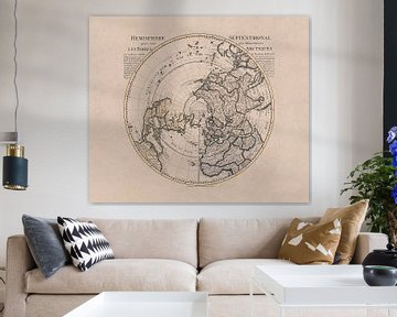 Historische Landkarte Der Nördlichen Hemisphäre Und Nordpol