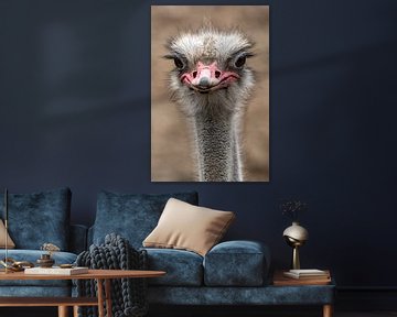 Struisvogel portret van Marjolein van Middelkoop