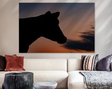 Cow with sunrise by Els Korsten