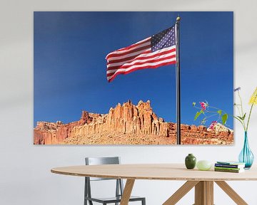 Amerikaanse vlag, Capitol Reef National Park, Utah, VS van Markus Lange