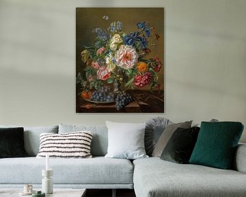 Stilleven met pioenrozen, rozen, tulpen en ranonkels, Adriana Haanen