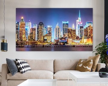 Midtown Manhattan Skyline bij Nacht van Sascha Kilmer