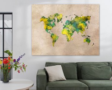 Weltkarte gelb grün #Karte von JBJart Justyna Jaszke