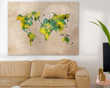 Weltkarte gelb grün #Karte von JBJart Justyna Jaszke