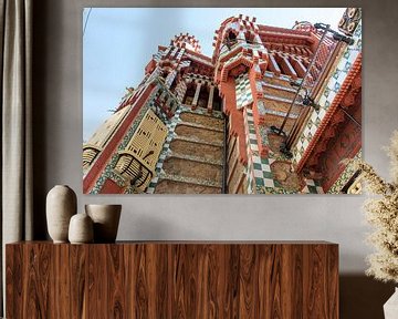 Facade of Casa Vicens, by architect Gaudi in Barcelona, Spain