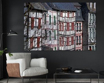 Half-timbered houses along the Rur in Monschau by Reiner Conrad