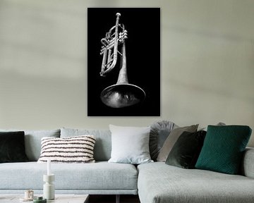 Oude Vintage Jazz Messing Trompet Music Lover Zwart Wit van Andreea Eva Herczegh