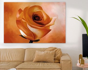 Schilderij van een roos in oranje kleuren van Tanja Udelhofen