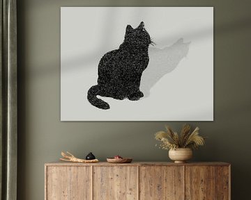 Dot.Cat - digitale kunst van een katsilhouet met schaduw van Qeimoy