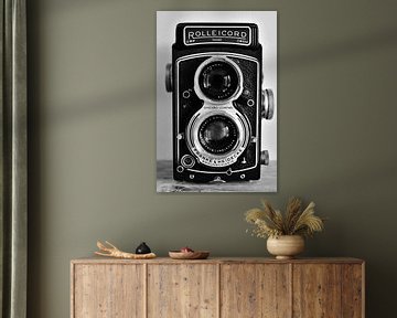 Vintage zwart wit oude analoge film camera Rolleicord. van Christa Stroo fotografie