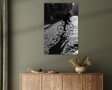Cyclist on cobblestones by FRE.PIC