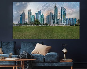 Doha, Qatar skyline in West Bay financieel district daglicht uitzicht van Mohamed Abdelrazek