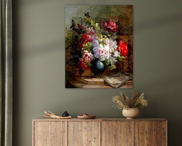 Still life with flowers and sheet music. Flower Weaver by Gisela - Art for you