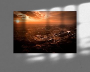 Circuit Zandvoort tijdens zonsopkomst vanuit de lucht