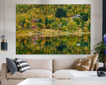 Maisons à Autumn Lake sur FineArt Prints | Zwerger-Schoner |