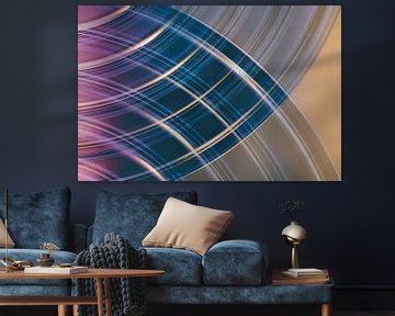 Abstract patroon van gebogen strepen in retro kleuren van Lisette Rijkers