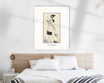 La fantaisie | Art Deco Schwarz-Weiß-Skizze | Vintage-Modeanzeige | Historischer Druck von NOONY