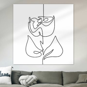 Eine Linie Kunst abstrakte Blume. Strichzeichnung in einer durchgehenden Linie einer Blume. von Emiel de Lange